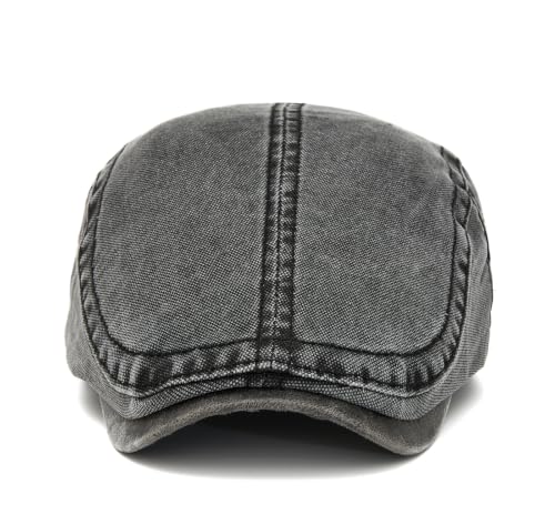 Cotton Newsboy Cap,Breathable Ivy Gatsby Cabbie Beret Hat for Men's Women Driving Hunting Golf - color: Distressed Denim Navy