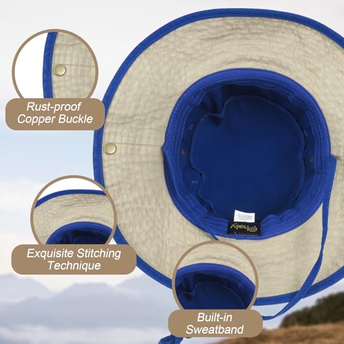 Bucket Hat UV Protection Sun Hat, Boonie Fishing Safari Hats for Outdoors - color: Royal Blue