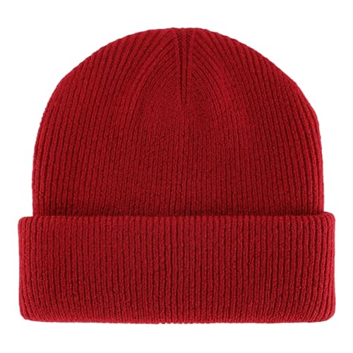 Connectyle Thick Cuffed Beanie for Men & Women Double Layer Knit Winter Hat Acrylic Watch Hat Warm Stocking Skull Cap - color: Dark Red