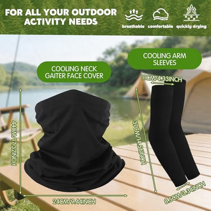 Syhood Solar Powered Fan Hat Neck Gaiter Arm Sleeves Sun Bucket Hat with Fan Cooling Wide Brim Hats for Fishing Hiking - color: Black, style: Breathable