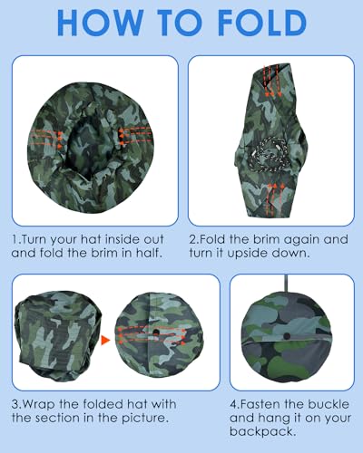 BROTOU Foldable Bucket Hats for Women/Men, UPF 50+ Wide Brim Sun Hat, Waterproof Fishing Cap with UV Protection