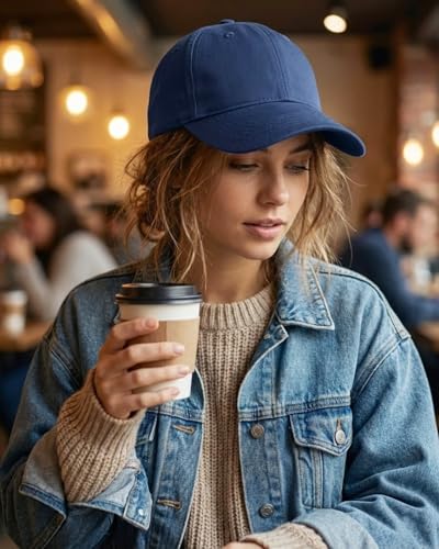 Zylioo XXL Fitted Hats for Men Big Heads, Closed Back Baseball Cap Cotton - color: Navy Blue, size: Medium