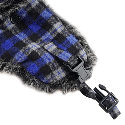ONWAY Trapper Hat Winter Hats for Women Men with Faux Fur Ear Flaps - color: Blue
