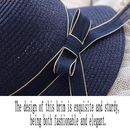 Summer Little Girl Kids Breathable Straw Hat Foldable UV Protection Bowknot Wide Brim Floppy Beach Sun Visor Hats - color: Khaki
