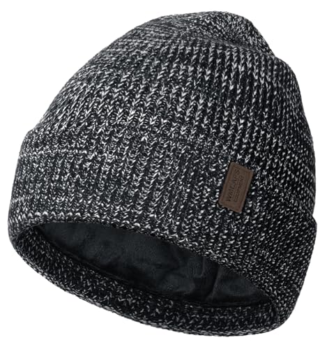 Wmcaps Winter Beanie for Men Women, Soft Warm Fleece Lined Knit Hat - color: Black/White
