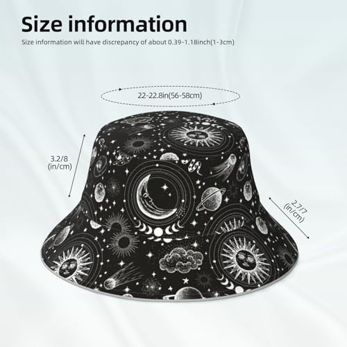 남성용 여성용 버킷 모자 패커블 양면 프린트 여름 모자 - color: 블랙2