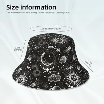 남성용 여성용 버킷 모자 패커블 양면 프린트 여름 모자 - color: 블랙2