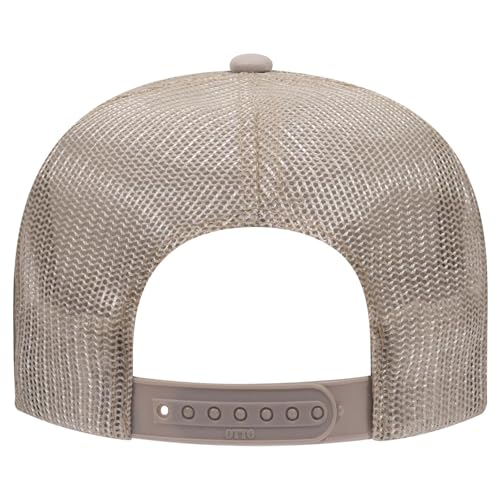 OTTO Cap 5 Panel High Crown Foam Front Mesh Back Trucker Hat, One Size - color: 032 - Khaki