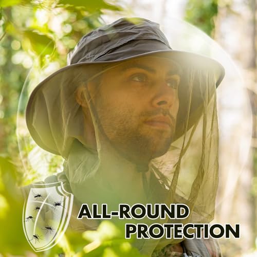 Comhats Mosquito Net Sun Hat for Men, Waterproof UPF 50+ Wide Brim - color: 99742_light Gray, size: X-Large-XX-Large