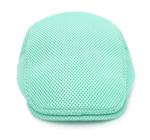 DIYDECAL Mens Breathable Mesh Summer Hat Adjustable Newsboy Beret Ivy Cap Cabbie Flat Cap - color: Green