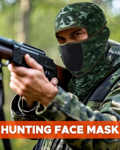 Balaclava Face Ski Mask with Movable Design for Men Women-Fleece Winter Face Covering for Cold Weather Skiing Outdoor Work - color: Camogreen
