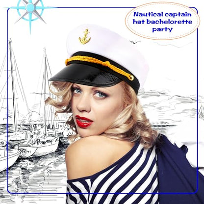 8 Pieces Captain Hats Adjustable White Sailors Navy Marine Admiral Caps for Yacht Theme Party Costume Accessory - color: Style 9