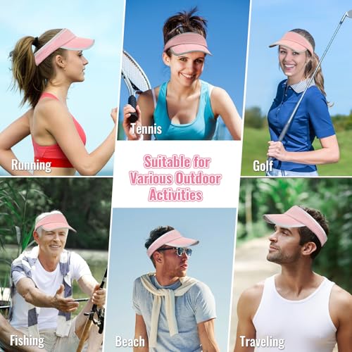 Foldable Sports Sun Visor Hat - Adjustable Running Golf Tennis Cap with Mesh&Reflective Design, Quick Drying for Men & Women - color: Pink/Reflective