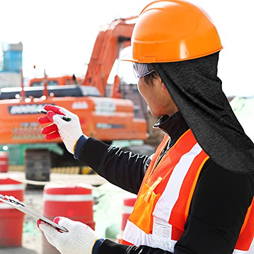 Geyoga 2 Pieces Hard Hat Sun Shade Cooling Skull Cap Neck Cover Elastic Fishing Hat for Women Men Outdoor Dark Gray