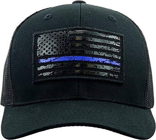 KBETHOS Flag USA America Military Thin Blue Line Thin Red Line Vintage Distressed Baseball Cap Dad Hat Unisex Adjustable… - color: Black Blue Tactical Usa Patch