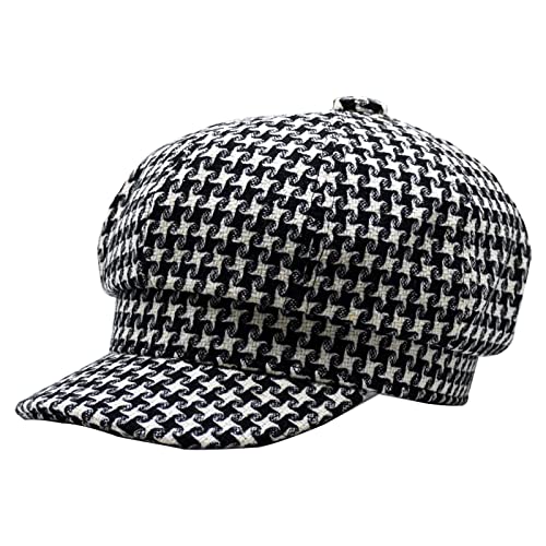 Newsboy Caps Fall Hats for Women Fashionable Vintage - color: T2-houndstooth-black