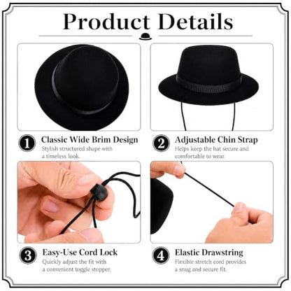 4/8Pcs Mini Black Bowler Top Hats, Tiny Velvet Halloween Top Derby Hat - color: 8 Pcs