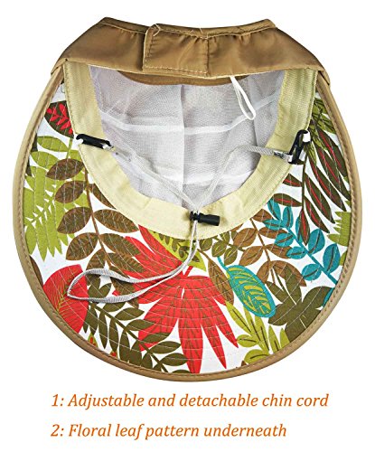 Sun Hats for Women Wide Brim Sun Hat UV Protection Caps Floppy Beach Packable Visor - color: Khaki