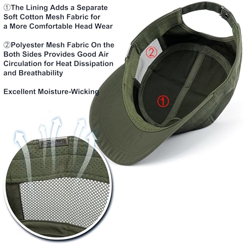 Loneshark Water Resistant Military Hat Quick Dry Cadet Cap Army Flat Top - color: Sport-logo-w-mesh-green