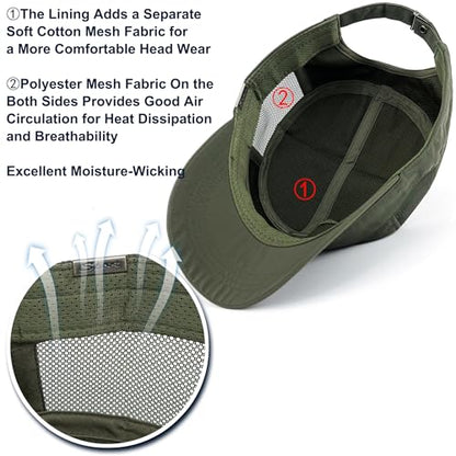 Loneshark Water Resistant Military Hat Quick Dry Cadet Cap Army Flat Top - color: Sport-logo-w-mesh-green