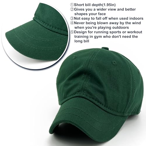 Loneshark Short Brim Baseball Cap for Running Small Bill Umpire Hat - color: Olive