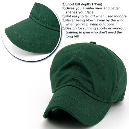 Loneshark Short Brim Baseball Cap for Running Small Bill Umpire Hat - color: Olive