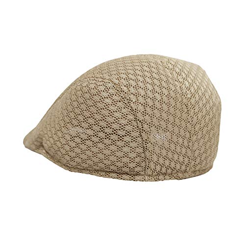 WITHMOONS Breathable Mesh Summer Hat Newsboy Ivy Cap Cabbie Flat Cap UZ30053 - color: Beige