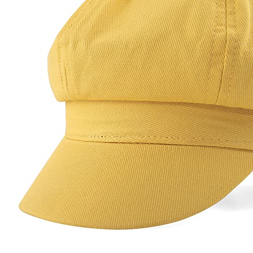 Newsboy Cabbie Baker boy hat Beret Cap for Women Pageboy Visor Paperboy Hat Sailor Fiddler Hat Adjustable - color: Yellow 1