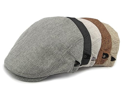 DIYDECAL Mens Flat Cap Newsboy Cap Adjustable Ivy Driving Scally Hat for Men Women - color: Black