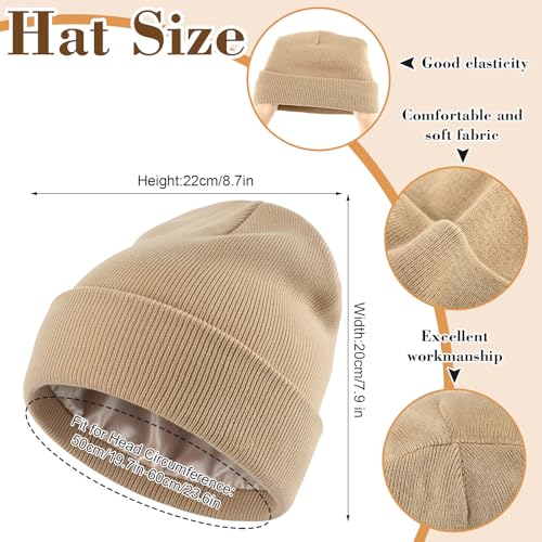 Geyoga Beanie and Touchscreen Gloves Set for Women Men Unisex Winter Knitted Hat Skull Cap Warm Gloves with Knit Fleece Lined - color: Khaki