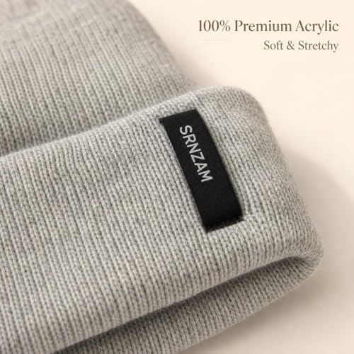 2 Pack Beanie for Men Women Warm Knit Winter Hat Soft Cuffed Cap - color: Heather Grey + Light Grey