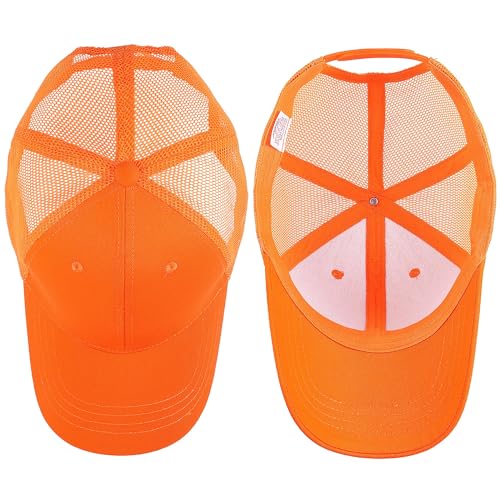 Falari Trucker Hat Baseball Cap Structured Plain Design 6 Panel, Adjustable Size - color: 1pk Orange