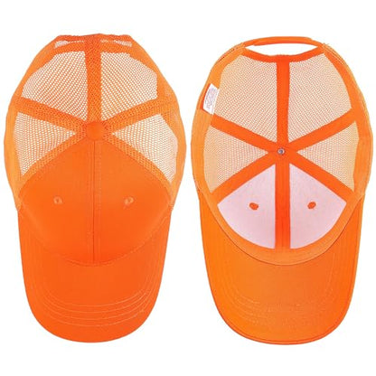Falari Trucker Hat Baseball Cap Structured Plain Design 6 Panel, Adjustable Size - color: 1pk Orange