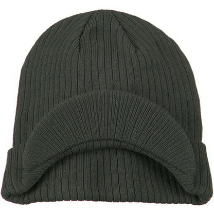 e4Hats.com Big Knit Ribbed Beanie with Visor - color: Charcoal