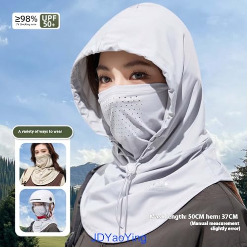 Summer Balaclava Hat Face Mask with Neck Guard UV Protection Full Head Mask for Men Women Fishing Cycling - color: White-b