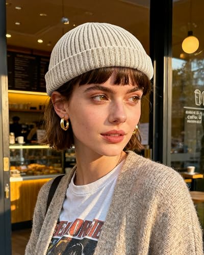 Croogo Brimless Hat Beanie Docker Cap Rolled Cuff Worker Sailor Skullcap - color: Ct47-beige