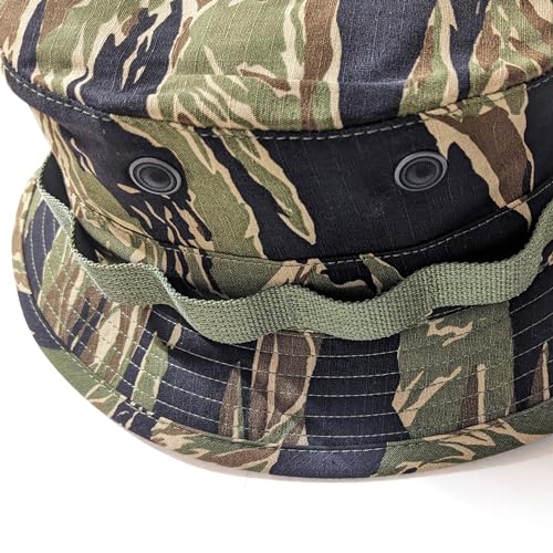 Tiger Stripe Camo Boonie Hat, Made in The USA, Military Camouflage Short Brim Boonie Cover-Jungle Hat - size: X-Large