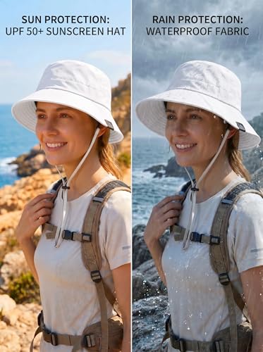 Waterproof Bucket Hat UPF50 Quick Dry Sun Hat for Men Women Lightweight Hiking Fishing Cap Foldable Packable Outdoor - color: White