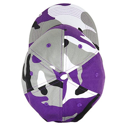 Falari Classic Baseball Cap Dad Hat 100% Cotton Soft Adjustable Size - color: Camouflage - Purple
