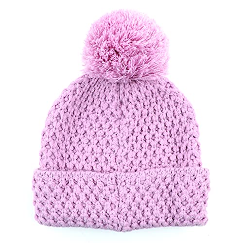 C.C Exclusives Women's Winter Seed Stitched Confetti Pom Beanie Hat (HAT-1816)(HAT-2214)(HAT-2085)(HAT-3841) - color: Bee Stitch Pattern-lavendar Rose