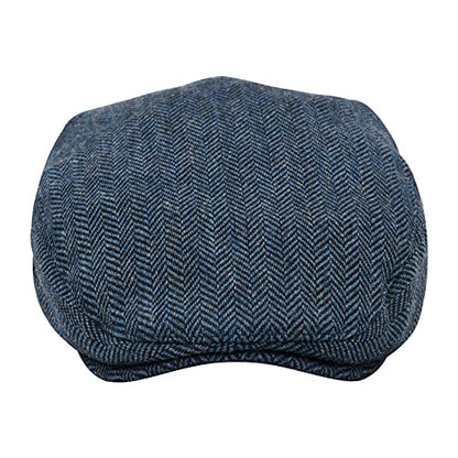 STARANCE Men Wool Blend Newsboy Cap Flat Hat - color: Herringbone Navy, size: 7 1/4