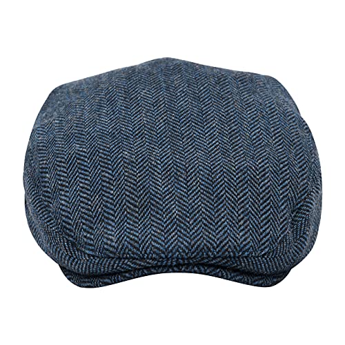 STARANCE Men Wool Blend Newsboy Cap Flat Hat - color: Herringbone Navy, size: 7 1/2