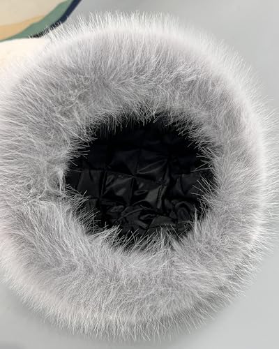 Women's Winter Faux Fur Cossack Russian Style Hat, Soft Stretch Warm Cap - color: Blue