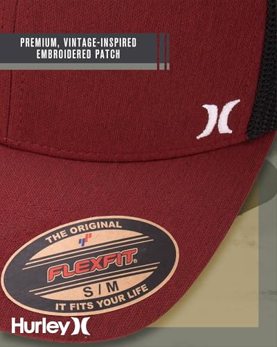Hurley Mens Mini Icon Mesh Panel Fitted Trucker Baseball Cap - color: Red, size: Small-Medium
