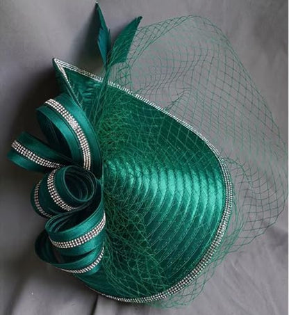 ORIDOOR Women Fascinators Derby Church Tea Party Wedding Flower Feathers Headpiece with Headband Clips - color: A Green