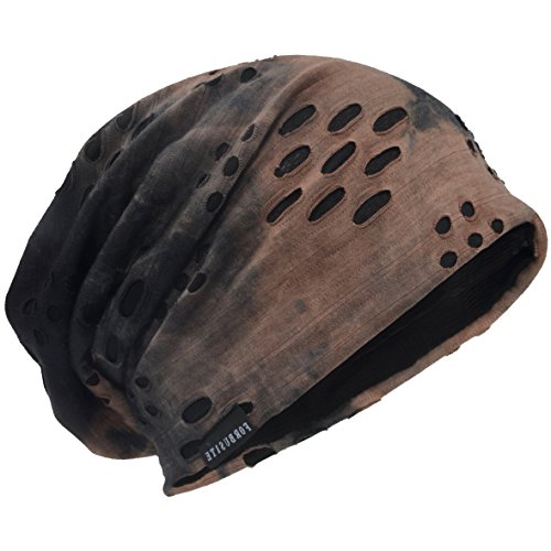 Mens Slouch Hollow Beanie Summer Skullcap B090 - color: B-brown