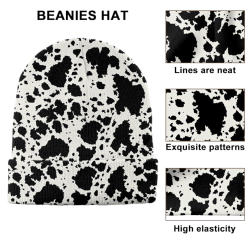 Beanie Knit Hat Winter Unisex Cuffed Beanies Skull Cap Warm Double Layer Thick Acrylic Cute for Girls Women Men - color: Cowhide