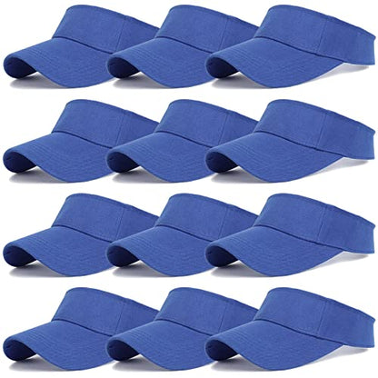 Ultrafun 12 Pack Sun Visor Hats Women Men Outdoor Sports Beach - color: 12pack-royal Blue
