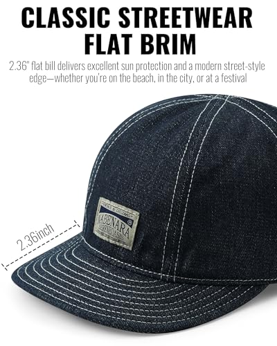 CLAPE Fitted Baseball Caps For Men, Soft Flat Brim Sun Protection Athletic Fitted Hats Breathable Cotton Stretch Fit Ball Cap