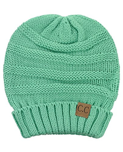 NYFASHION101 Slouch Wrinkled Beanie Cap Slouchy Skull Hat - color: Sage
